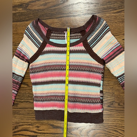 Free People L Brown/Cream Striped Sweater - Picture 5 of 6